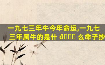 一九七三年牛今年命运,一九七三年属牛的是什 🍀 么命子抄